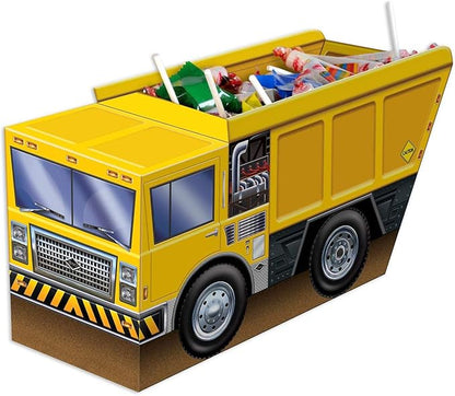 Beistle 3-D Dump Truck Centerpieces, 5.25" x 10.5", Set of 3- Construction Themed Party Supplies, Birthday Decor Favor Boxes