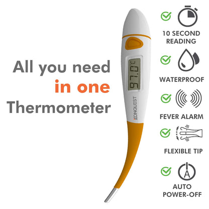 Konquest KDT-1201 Best Digital Medical Thermometer, Highly Accurate and Fast, Easy to Use, 10 Second Reading. Detect Fever Quickly