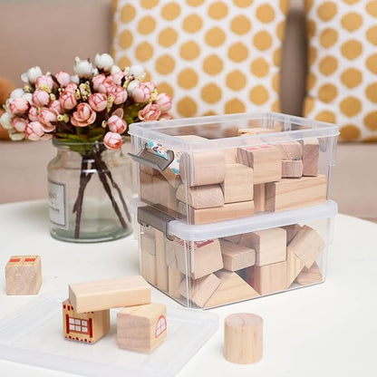 8 Packs Small Storage Bins 1.3 QT Plastic Storage Container Stackable Box with Lids for Organizing, Clear White