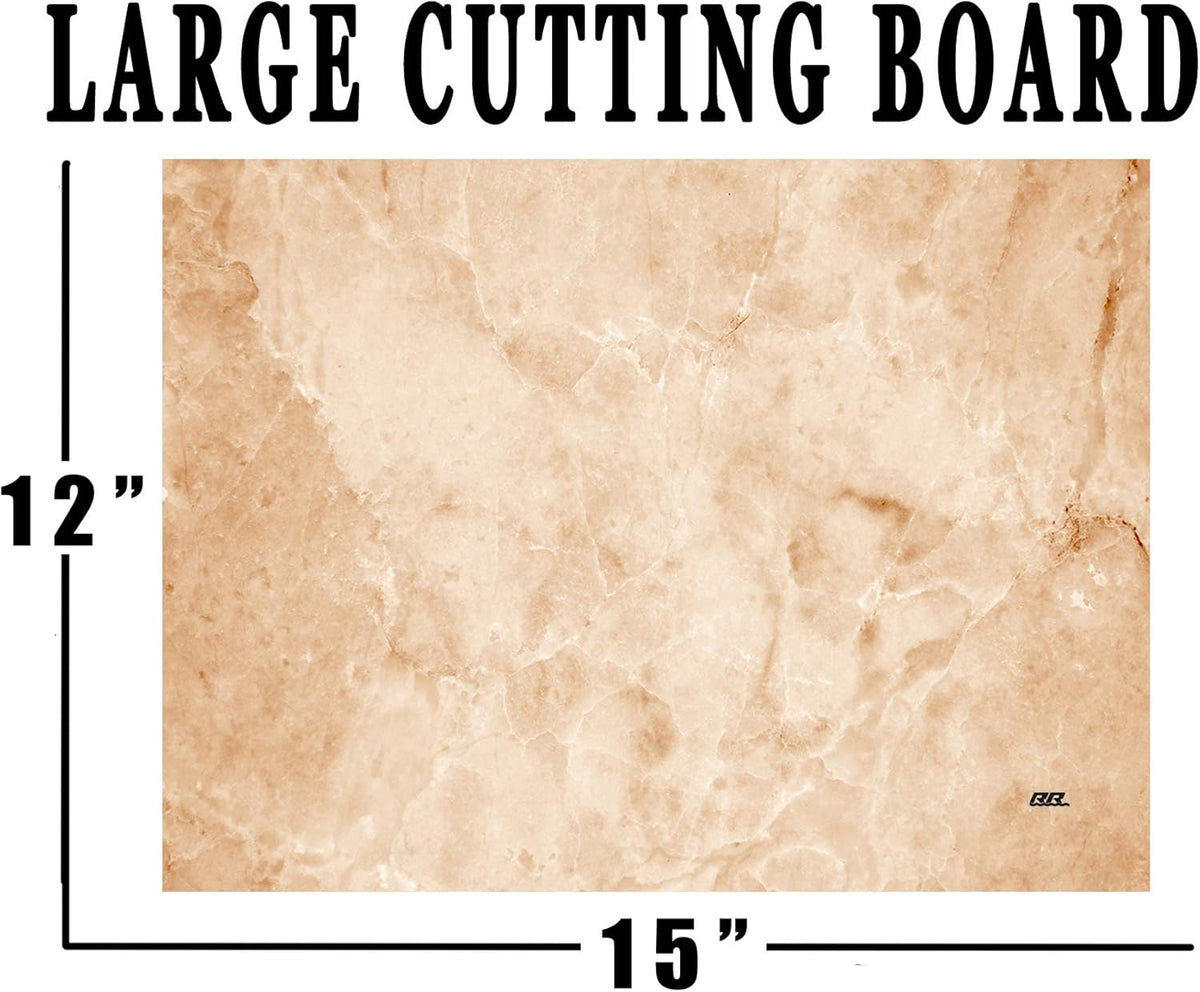 Rogue River Tactical Tan Brown Textured Marble Art Kitchen Glass Cutting Board Modern Decorative Gift Abstract Wavy Contrast Design