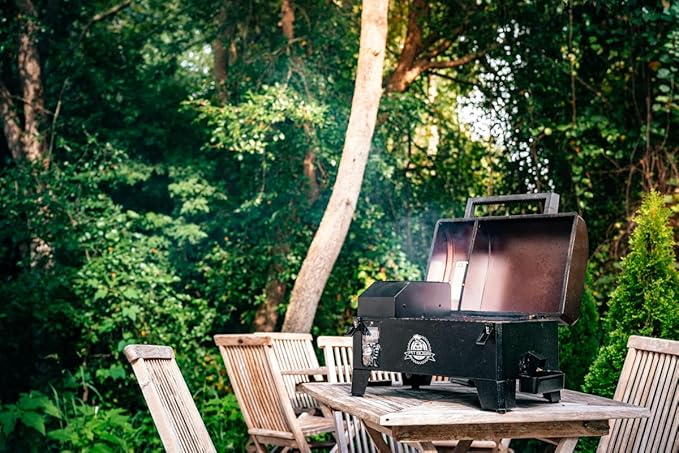 PIT BOSS 10697 Table Top Wood Grill With Temperature Control, Mahogany