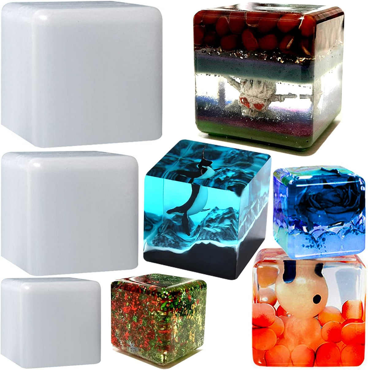 3 Pack) Resin Cube Molds, Deep Square Silicone Molds for Epoxy Resin Casting DIY Art Craft Candle Soap Making