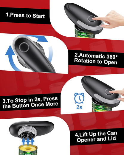 One Touch Electric Can Opener Fits All Can Sizes, Electric Can Openers for Kitchen Food Safe with Smooth Edge