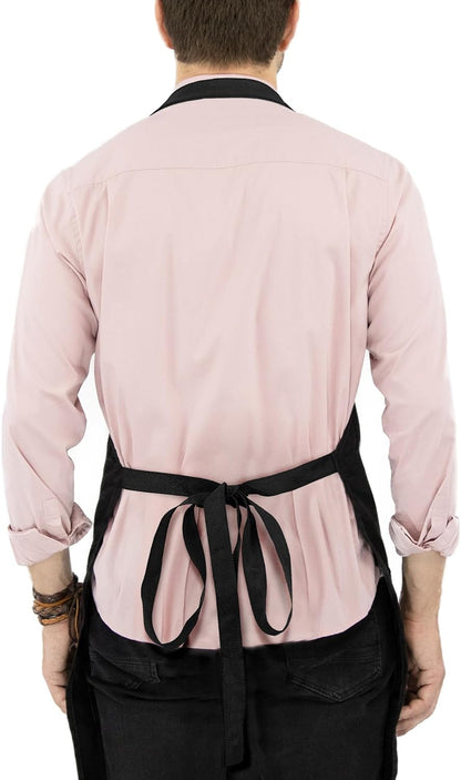 Under NY Sky Super Light Apron - Pocket, Towel Loop, Leather Reinforcement - Kitchen Bib Apron - Cook, Chef, Server, Barista