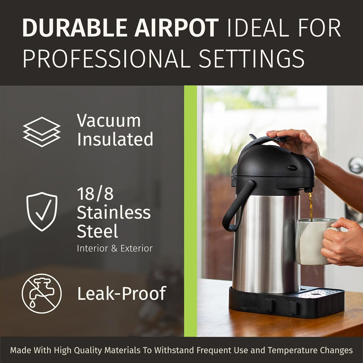Thermal Coffee Carafe 74Oz, Keeps Drinks Hot for 12Hrs & Cold for 36Hrs, Insulated Stainless Steel Coffee Carafe for Hot Drinks