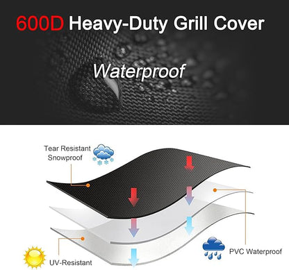 Grill Cover for Blackstone 5 Burner Griddle, for Black Stone Bronco 5-Burner 44 Inch Omnivore Propane Griddle, 600D Heavy Duty Waterproof Flat top Gas Grill BBQ Cover, Black