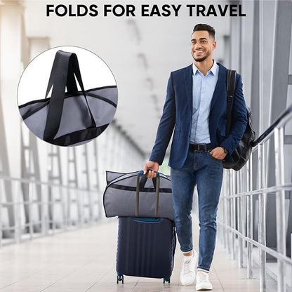 BALEINE 5PK Heavy Duty Garment Bag with Shoe Storage Travel Bag for Dresses, Suit, Coats Travel Essential (43", Grey)
