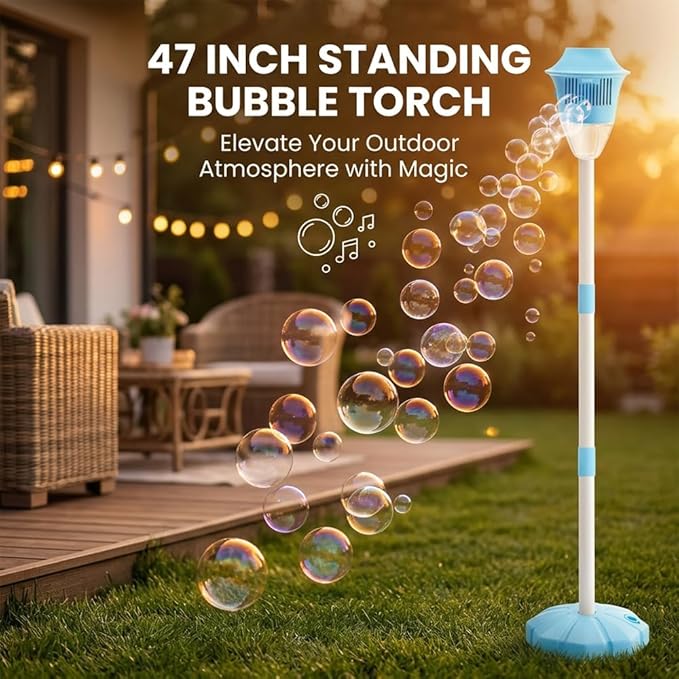 Street Lamp Bubble Tower with Lights, Rechargeable Standing Bubble Maker, Adjustable Height Street Light for Outdoor Garden, Patio, Wedding, Party and Event Decor (Red 1PACK)
