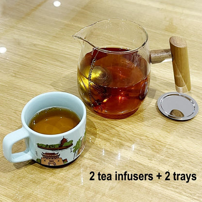 2 Pack Food Grade 304 Stainless Steel Mesh Tea Ball 2.1 Inch Tea Infuser Strainer Filter Diffuser for Loose Tea