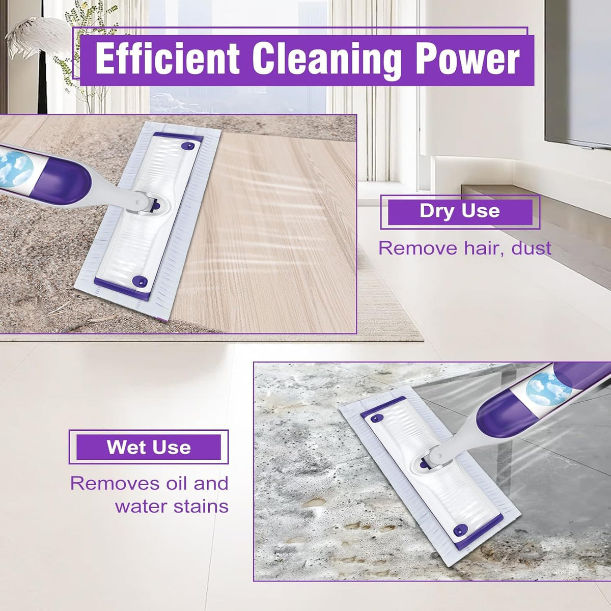 50 Count Disposable Power Mop Pads for Swiffer PowerMop, Unscented Power Mop Refills for Multi-Surface Floor Cleaning, Repalcement Mopping Pad Refill