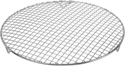 uxcell Round Cooking Rack with Legs, Dia 13 Inch 304 Stainless Steel Barbecue Grill for Cooking Baking Barbecue Air Fryer Racks, Silver