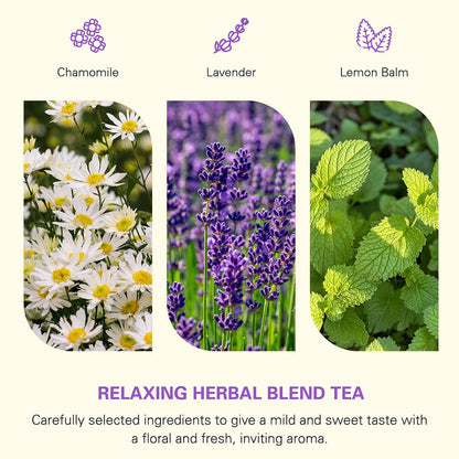 WT Weetee Chamomile Lavender Tea Bags 100 Count, Nighty & Relax, 100% Pure Chamomile, Lavender Flowers & Lemon Balm Blend