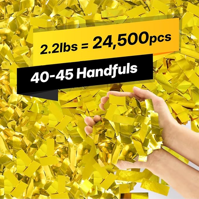 Gold Bulk Confetti Paper 2.2lbs / 1kg – Biodegradable Tissue Paper Confetti, Non-Staining, Fire-Resistant | Parties, Events, Graduation, Confetti Launcher Machine Refill