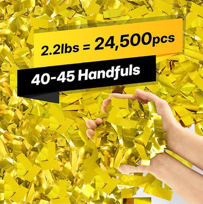 Gold Bulk Confetti Paper 2.2lbs / 1kg – Biodegradable Tissue Paper Confetti, Non-Staining, Fire-Resistant | Parties, Events, Graduation, Confetti Launcher Machine Refill