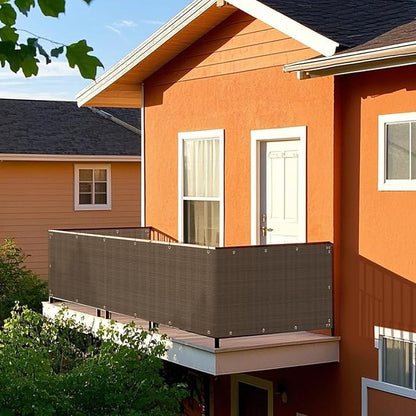2.5' x 218' Balcony Privacy Screen Fence Cover with Zip Ties Grommets for Apartment Patio Porch Deck Backyard Outdoor (Brown)