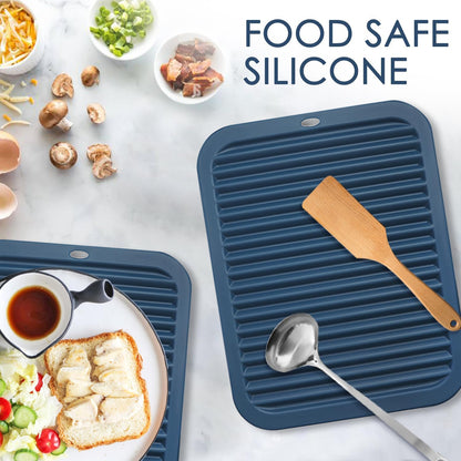 Silicone Mats for Kitchen Counter, 9x12'' Trivets for Hot Pots and Pans, Navy Blue Silicone Trivets for Hot Dishes, Protect Table Quartz Countertops, Indigo