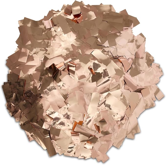 Metallic Confetti, 1 lb Bag, Shiny Foil Rectangles for Parties, Weddings, Events (ROSE GOLD)