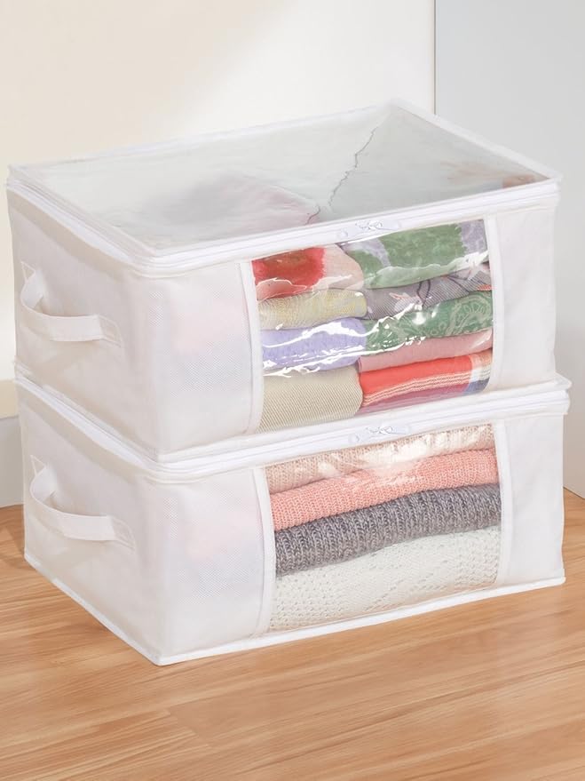 iDesign Fabric Storage Bags with Zipper, Medium, Set of 2, 16" x 12" x 8"