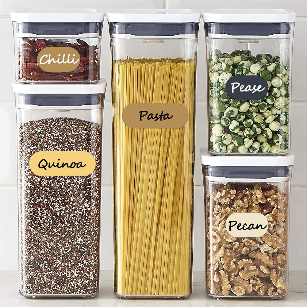 192pcs Removable Waterproof Food Labels with 2 Markers, Write-on Colored Chalkboard Kitchen Sticker Labels for Food Storage Containers