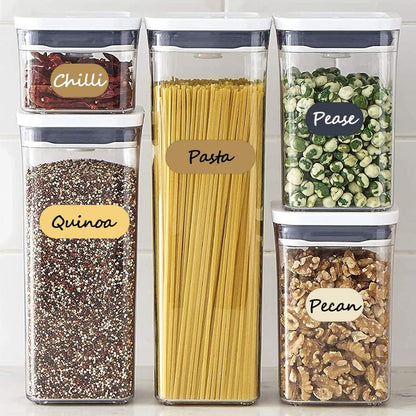 192pcs Removable Waterproof Food Labels with 2 Markers, Write-on Colored Chalkboard Kitchen Sticker Labels for Food Storage Containers