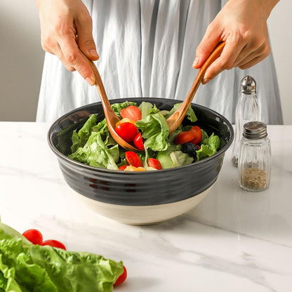 Hasense Porcelain Serving Bowls, 60 oz Salad Mixing Bowls Set of 2, 8.5 Inch Large Serving Dishes for Entertaining, Perfect for Salad, Soup, Pasta