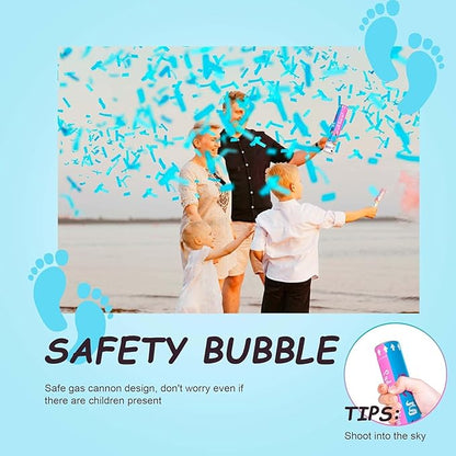 Gender Reveal Confetti Cannon | No Powder Confetti Poppers | Ideal for Baby boy Gender Reveal Decoration (12 blue)