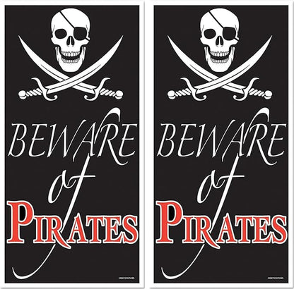 Beistle Beware of Pirates Door Cover,Black/White/Red (Pack of 2)
