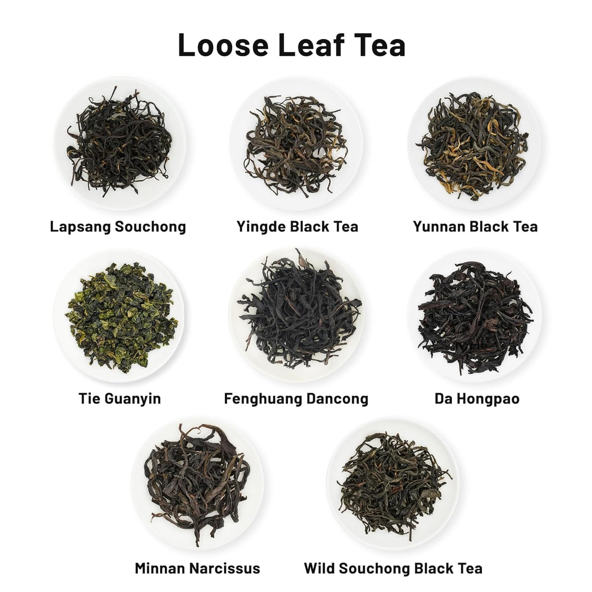 iTeaworld 8 Flavors Sampler Set, Up to 112 cups, High to Low Caffeine, Whole leaves, Loose Leaf Classic Chinese tea, Including Oolong and Black Teas, 16 Sample Bags with 20 Empty Tea Bag, 2.1OZ