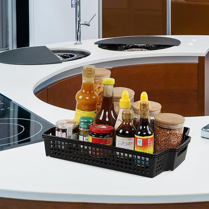 6 Packs Plastic Stacking Storage Baskets, Paper Storage Basket Tray, Black