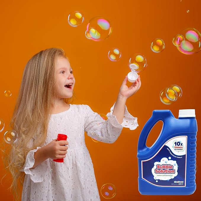 100 oz Concentrated Bubble Solution, Refills up to 8 Gallons, Non-Toxic Concentrated Solution for Bubble Machines, Giant Bubble Wands,Bubble Gun and Blowers (Single)