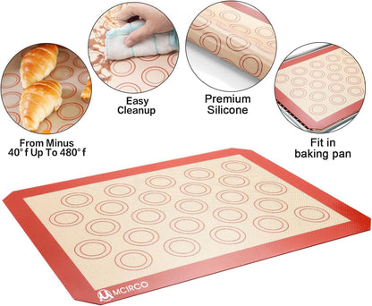 M MCIRCO Baking Sheet with Cooling Rack, Baking Mat Set, Set of 6 | Stainless Steel Cookie Pan with Cooling Rack, 2 Sheets + 2 Racks + 2 Mats,Baking Pan, Size 16 x 12 x 1 Inch Easy Clean