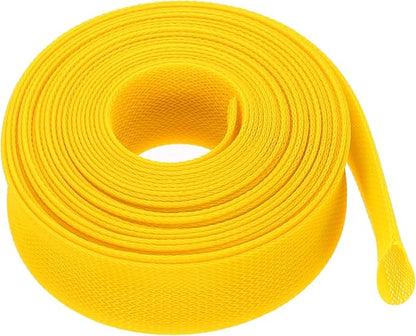 uxcell Expandable Sleeving, 1 1/2-inch 25ft Cable Sleeve, Yellow