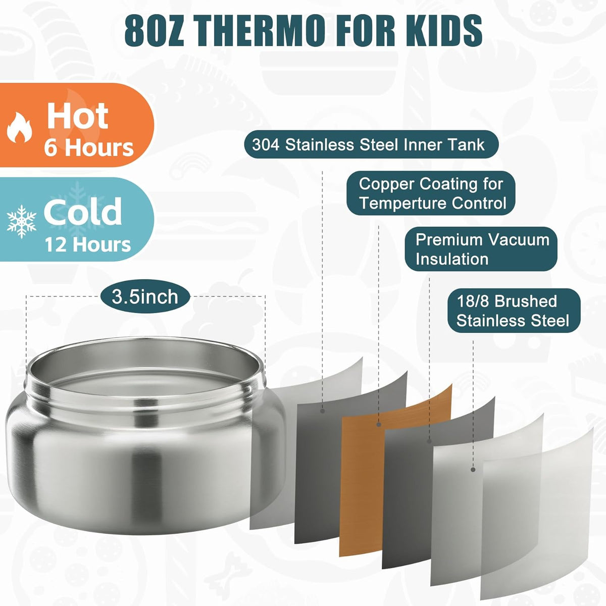 Bento Lunch Box for Kids with 8oz Soup Thermo&Lunch Bag, Leak-Proof Lunch Food Containers with 4 Compartment