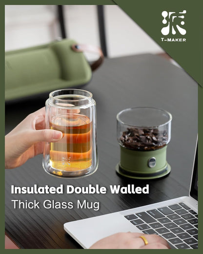 Zens Modern Glass Infuser Teapot, Smart One Touch Tea Maker for Loose Tea Diffusers with Insulated Mug and Portable Case