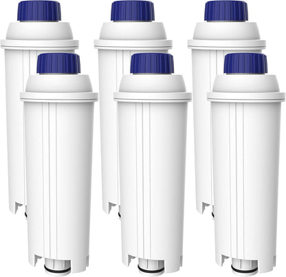AQUA CREST Coffee Water Filter, Replacement for De'Longhi® Filter, TÜV SÜD Certified, 5513292811, DLS C002, CFL-950, SER3017, ECAM/ETAM Series, EC680, BCO420 (Pack of 6）