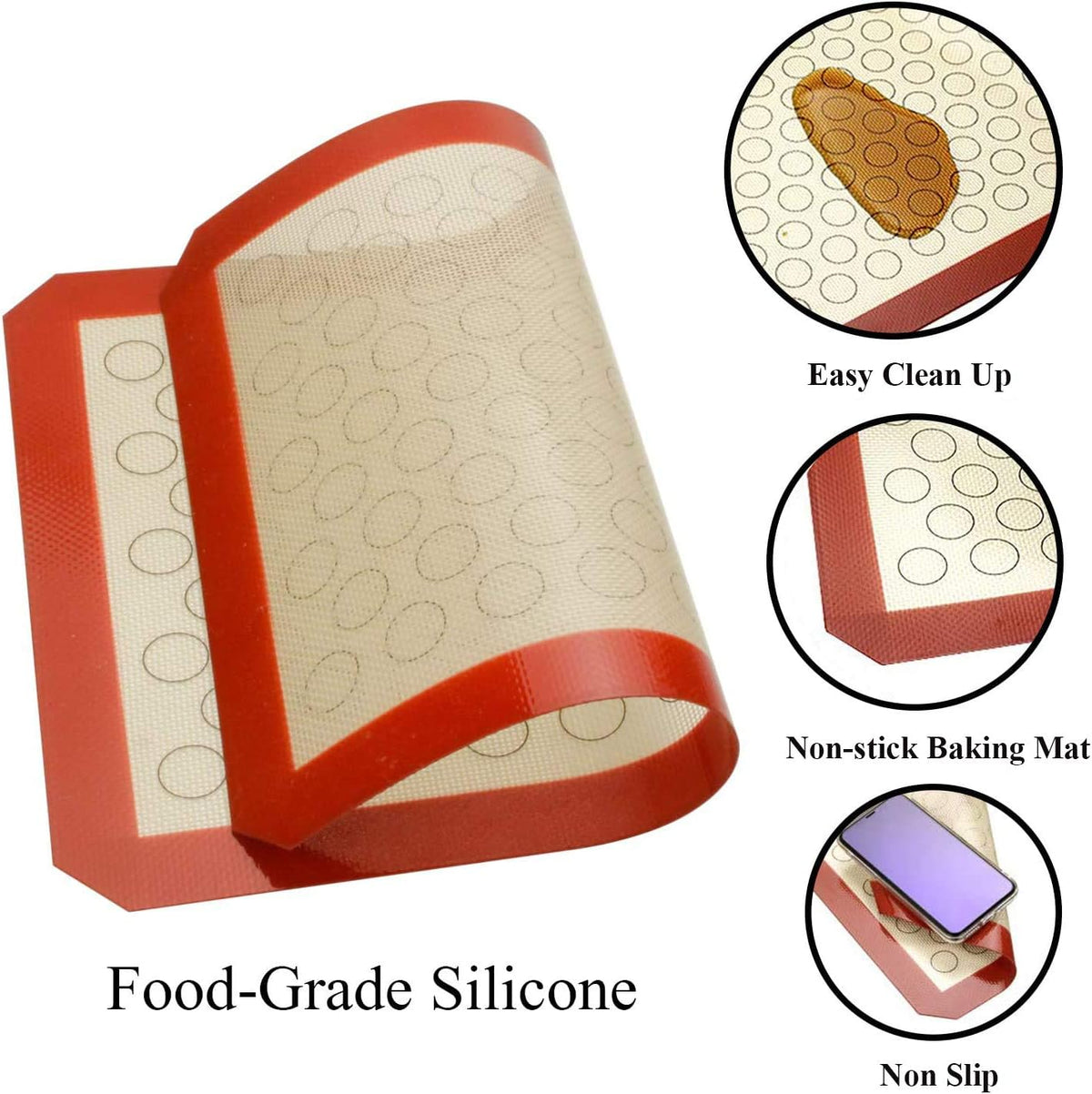 Wildone Baking Sheet with Silicone Mat Set, Set of 6 (3 Sheets + 3 Mats), Stainless Steel Cookie Sheet Baking Pan with Silicone Mat