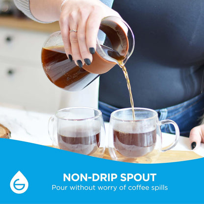 Grosche Amsterdam Glass Pour Over Coffee Maker - Single Cup Manual Dripper Brewer w/Removable Glass Top & Permanent Stainless Steel Filter