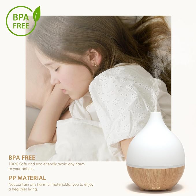 SALKING Essential Oil Diffuser (Set of 2), 100ml Small Aromatherapy Diffuser with Auto Shut-Off, Ultrasonic Diffusers for Essential Oils, Cool Mist Humidifier with Warm White Lights, for Office Home