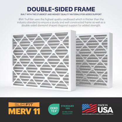 BNX TruFilter 16x25x5 (15.88’’ x 24.75’’ x 4.38‘’ Honeywell Compatible 4”) MERV 11 Air Filter (2-Pack) - MADE IN USA - AC Furnace Filters for Allergies, Dust, Pet, Smoke, Allergy MPR 1200 FPR 7