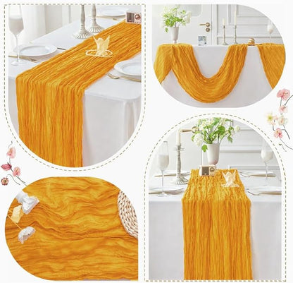 Sioloc Yellow Cheesecloth Table Runner Fall Autumn Decor for Home 10ft Table Cloth for Wedding Birthday Party Halloween Thanksgiving Decorations