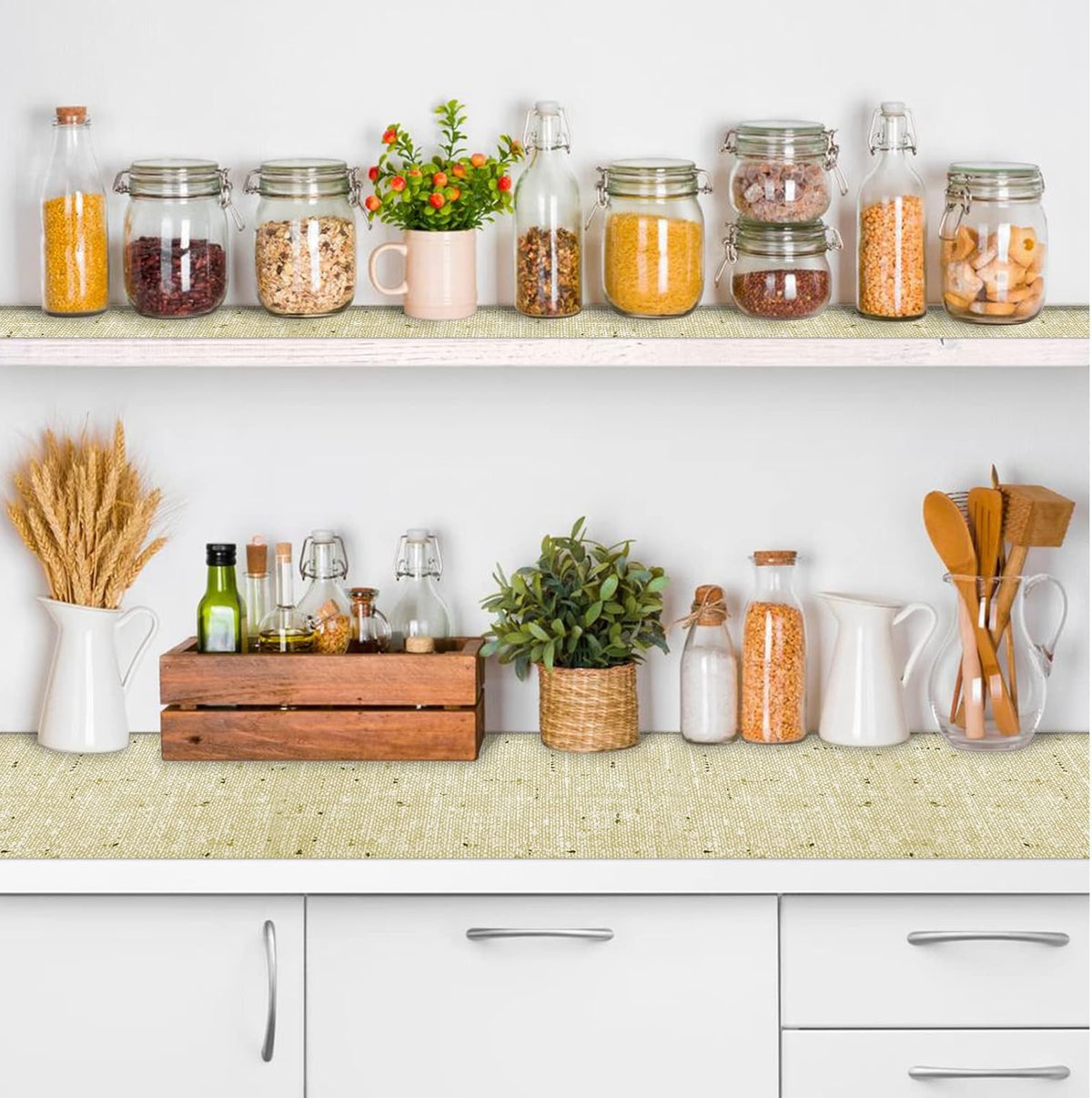 Shelf Liner 20 x 72 Inch 2 Rolls Shelf Liner Non Adhesive, Drawer Liner Non Slip Kitchen Mat Waterproof Oil-Proof for Kitchen Cabinet, Shelves, Refrigerator, Storage, Desks, Easy to Trim