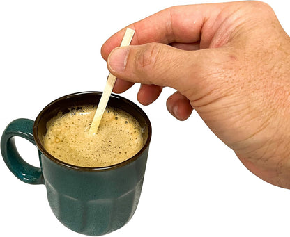 1000 Count, KingSeal Bamboo Coffee Stir Sticks, 5.5 inches, Square End, Stronger and Thicker Than Standard Wood, 100% Renewable and Biodegradable