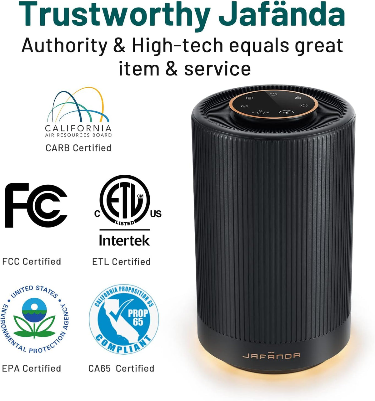 Jafanda Air Purifiers for Home Bedroom, True HEPA 13 Coverage 450 sqft, 22 dB Portable Air Cleaner, Effectively Remove Pollen Dust and Odor to Prevent Seasonal Air Diseases, Night Light