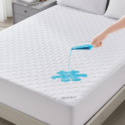 BEDLORE Waterproof Mattress Protector, California King Size Noiseless Mattress Pad with Deep Pocket Fitted Up to 6-18 inches, Soft Noiseless Bed Mattress Cover Washable for Home, Bedroom, Hotel