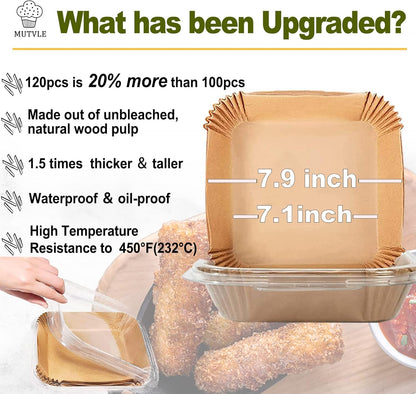 Air Fryer Disposable Paper Liner Square 7.9 Inches, Instant Pot Vortex Plus 4QT Air Fryer Liners, 120Pcs parchment paper liners for 3-6QT Air fryer, Baking Roasting Microwave