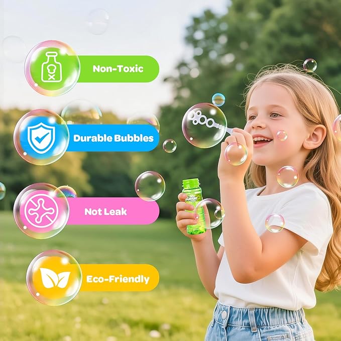 AuroTops 24 PCS Bubble Bottles with Wand Assortment for Kids,Bubble Solution Summer Toys for Kids Bubbles Party Favors,Birthday Party Supplies,Blow Bubbles in Bulk,Indoor & Outdoor Activities,6 Colors