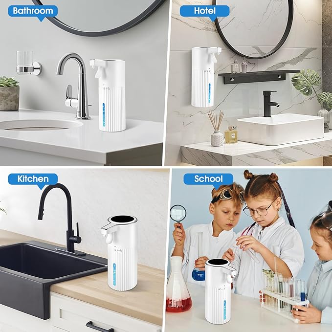 Automatic Soap Dispenser 2-Pack - 13.5 oz/400ml Leak-Proof Wall Mount Hand Soap Dispenser with Ribbed Design, White ABS for Bathroom & Kitchen Sink, Household or Commercial Use