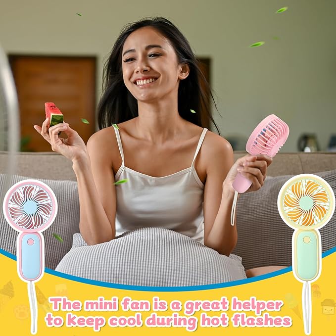Tujoe Mini Handheld Fan, USB Rechargeable Hand Held Fan Hanging Small Hand Travel Fans Portable Powerful Fans for Women Outdoor Travelling Indoor Home, 4 Colors(20 Pcs)