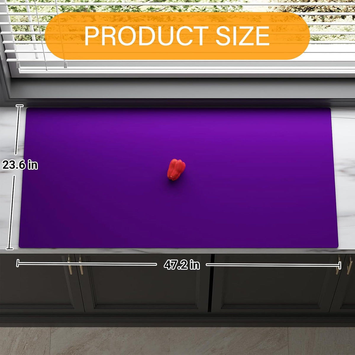 Quality Silicone Table Mat 47x24 Inch - High Heat Resistant (Lab Tested 482°F), Non-Slip Oil-Resistant Surface for Baking & DIY | Waterproof & Easy Clean (Purple)