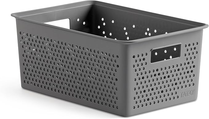 TATAY Rectangular Organiser Box 4L Bohol, Polypropylene, BPA Free, 100% Recycled Plastic. Anthracite Grey. Measures 17 x 27 x 11,5 cm